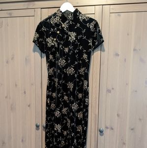 STUNNING Black Velvet Mandarin Dress